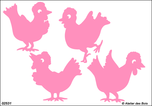 Les Poules de Colette, 4 silhouettes de poules M1