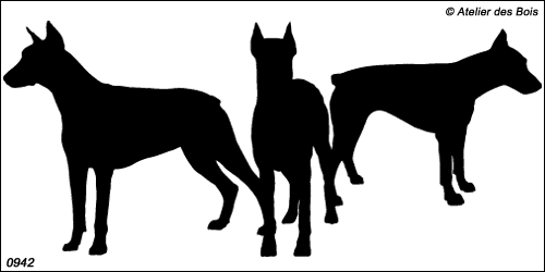 Composition de 3 silhouettes de Dobermanns