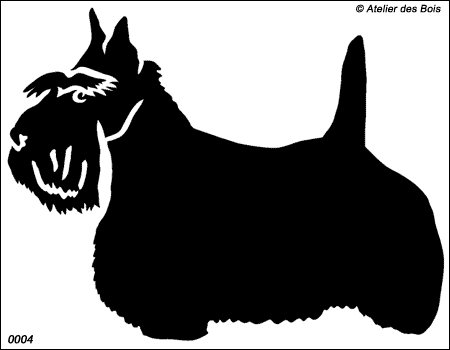Dundee, Scottish Terrier debout (Foncé, Traits larges)