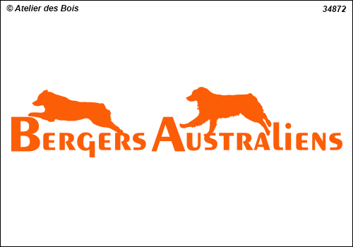 Lettrage Bergers Australiens 1 ligne 2 silhouettes mod. 872