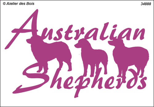 Lettrage Australian Shepherds 2 lignes 3 silhouettes mod. 888