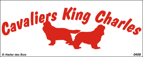 Lettrage Cavaliers King Charles courbe avec deux silhouettes