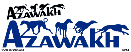 Lettrage Azawakh avec 4 silhouettes