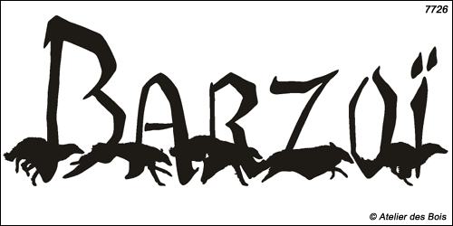 Graphisme Barzoï avec cinq silhouettes au galop