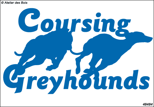 Lettrage Coursing Greyhounds avec 2 silhouettes M484