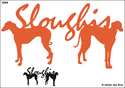 Lettrage Sloughi avec deux silhouettes