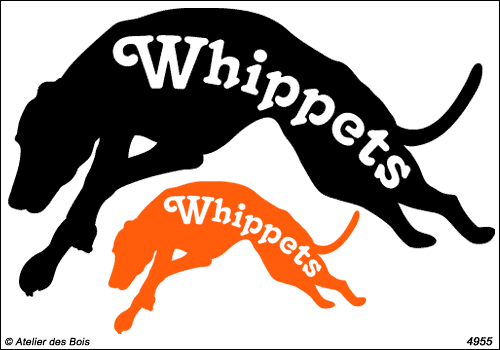 Silhouette de Whippet avec lettrage modèle 3 (gauche)