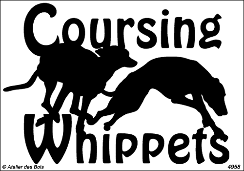 Lettrage Coursing Whippets avec 2 silhouettes