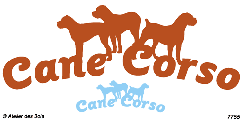 Lettrage Cane Corso courbe avec trois silhouettes
