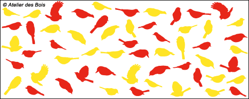 Assortiment d'oiseaux tailles assorties, deux couleurs au choix