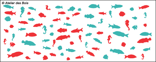 Assortiment de poissons et hippocampes, deux couleurs au choix