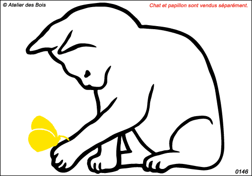 Danji, Chat assis jouant (dessin au trait)