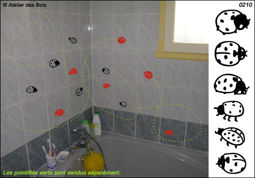 Ensemble de 6 coccinelles (contours)