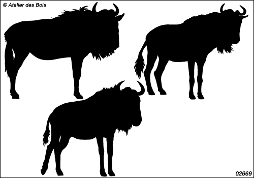 Okwa, les Gnous : silhouettes modèles 1 + 2 + 3