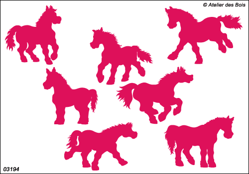 Silhouettes de Joyeux Poneys : ensemble de 7 réf. 94