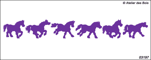 Silhouettes de Joyeux Poneys : Frise de 6 au galop réf. 97