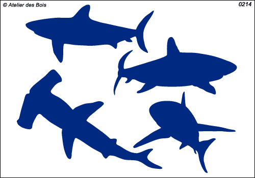 Ensemble de 4 silhouettes de Requins