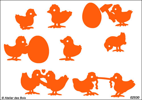 Les Poules de Colette, 10 silhouettes de poussins