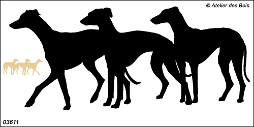 Silhouettes de trois Galgos debout 3611