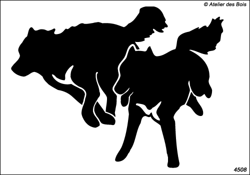 Silhouettes de deux chiens au galop moyens modèles