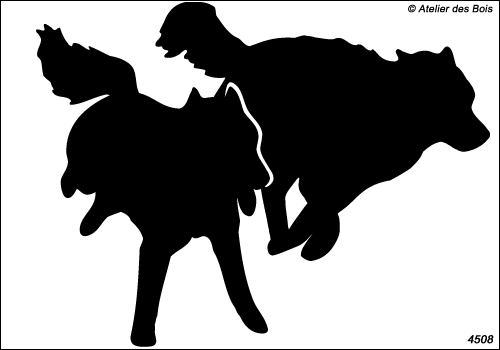 Silhouettes de deux chiens au galop petits modèles