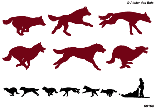 Khangorok, Attelage de 6 chiens de traîneau en silhouettes 68168