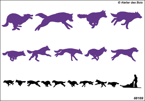 Khangorok, Attelage de 9 chiens de traîneau en silhouettes 68169