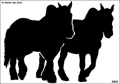 Silhouettes de 2 Traits Auxois en marche (avec colliers)