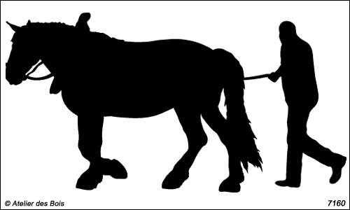 Silhouette de Trait Percheron avec Meneur