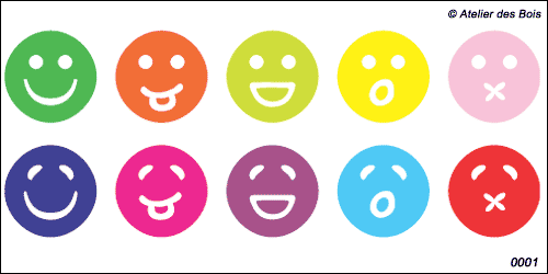 Lot de smileys pleins multicolores