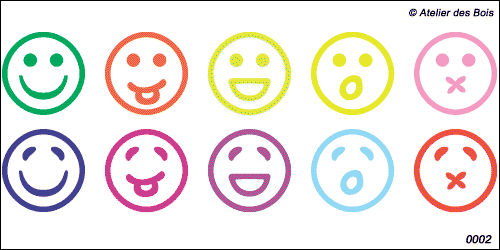 Lot de smileys traits multicolores