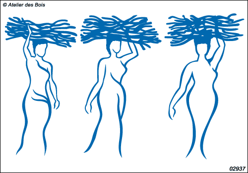 Femmes porteuses de bois (traits) modèles 1 + 2 + 3