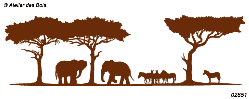Kwikhai, Paysage Elephant et Zèbres Grand modèle