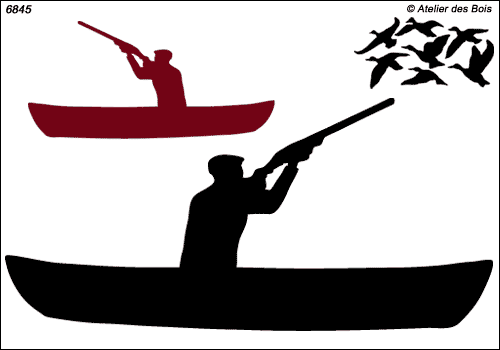 Silhouette de chasseur en barque