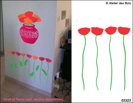 Coquelicots à tige longue, sans feuilles (par 4)