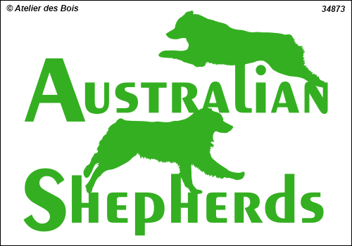 Lettrage Australian Shepherds 2 lignes 2 silhouettes mod. 873