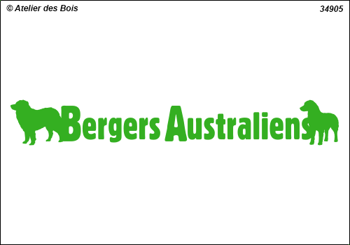 Lettrage Bergers Australiens 1 ligne 2 silhouettes mod. 905