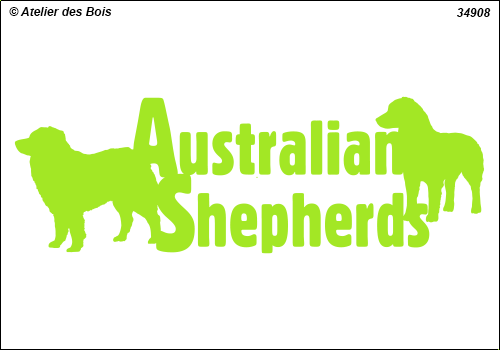 Lettrage Australian Shepherds 2 lignes 2 silhouettes mod. 908