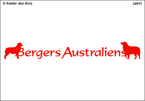 Lettrage Bergers Australiens 1 ligne 2 silhouettes mod. 911