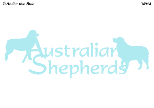 Lettrage Australian Shepherds 2 lignes 2 silhouettes mod. 914