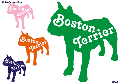 Silhouette de Boston Terrier avec lettrage( tête à gauche)
