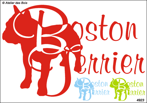 Lettrage Boston Terrier avec silhouette