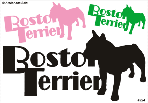 Lettrage Boston Terrier avec silhouette