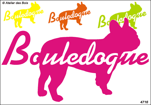 Lettrage Bouledogue avec silhouette