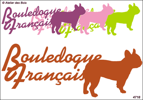 Lettrage Bouledogue Français avec silhouette