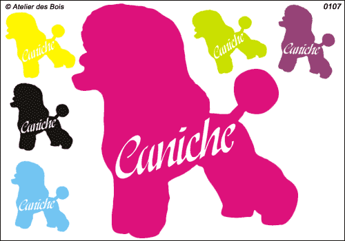 Silhouette de Caniche avec lettrage découpé