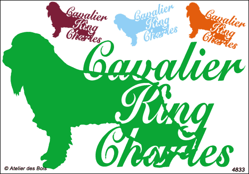 Lettrage Cavalier King Charles superposé 1 silhouette