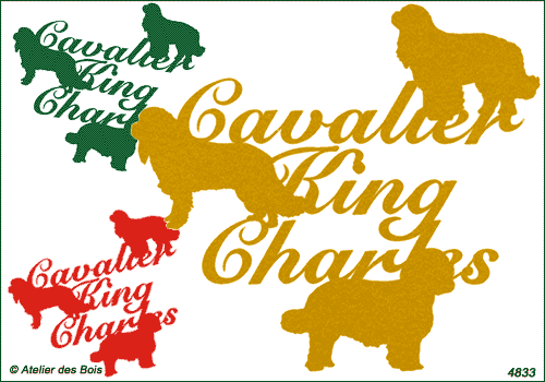 Lettrage Cavalier King Charles superposé 3 silhouettes