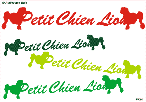 Lettrage Petit Chien Lion avec deux Silhouettes