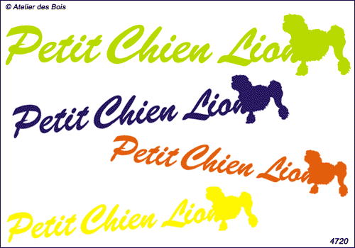 Lettrage Petit Chien Lion avec Silhouette derrière